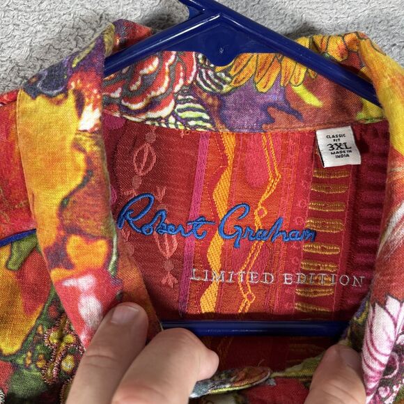 Robert Graham Limited Edition Shirt Men’s Size 3XL Landscapes Floral Linen - Picture 13 of 16